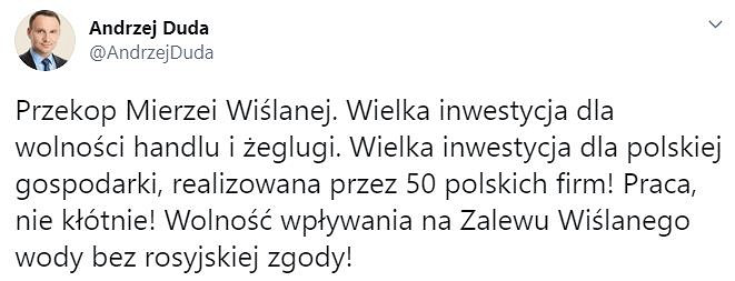 Prezydent: Inwestycja na Mierzei Wiślanej ma wzmacniać polską suwerenność - zdjęcie w treści artykułu nr 1