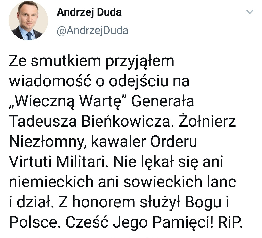 Nie żyje gen. Tadeusz Bieńkowicz - zdjęcie w treści artykułu