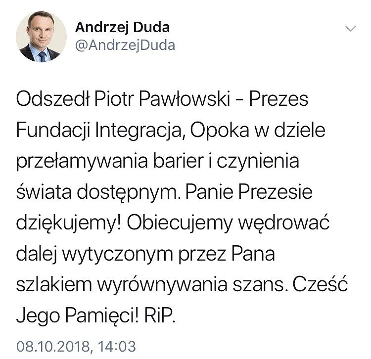Odszedł Prezes Fundacji Integracja Piotr Pawłowski - zdjęcie w treści artykułu