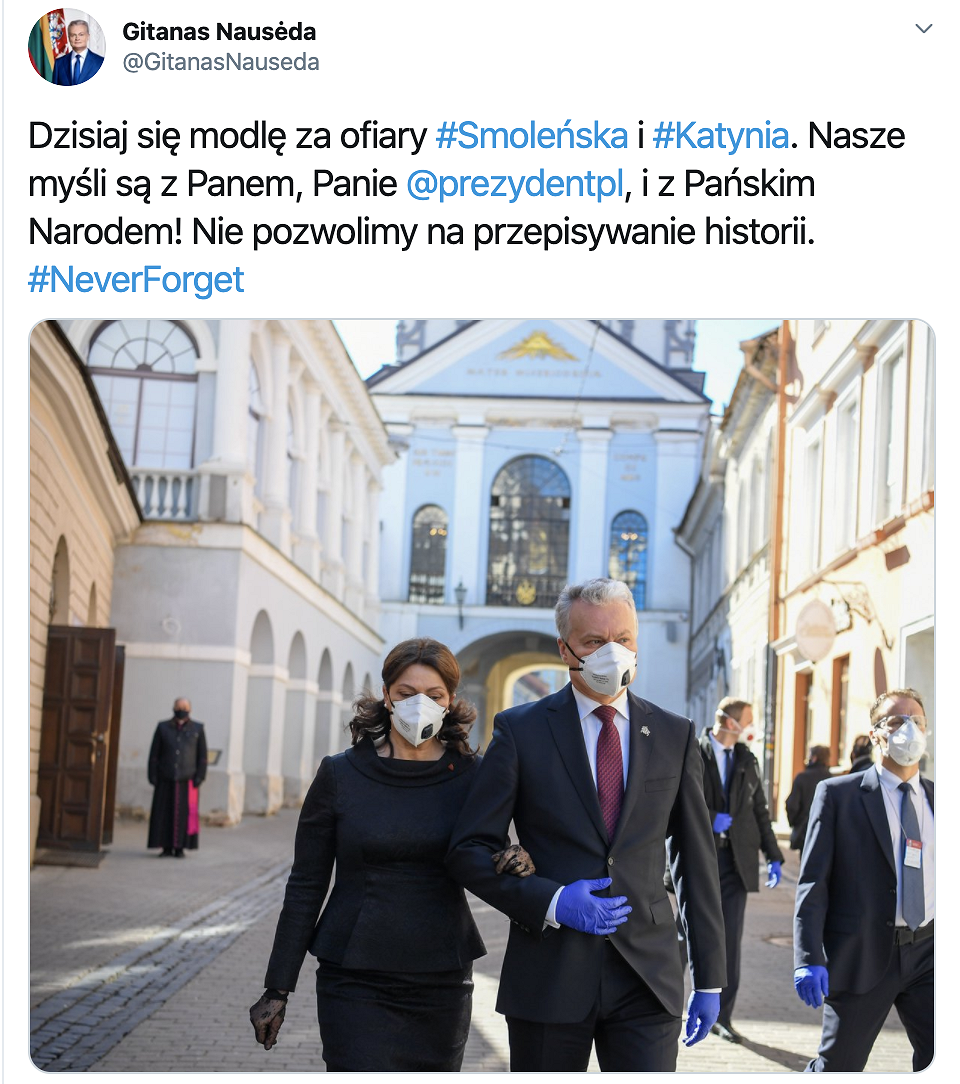 List Prezydenta Litwy w związku z 80. rocznicą zbrodni katyńskiej i 10. rocznicą tragedii smoleńskiej - zdjęcie w treści artykułu
