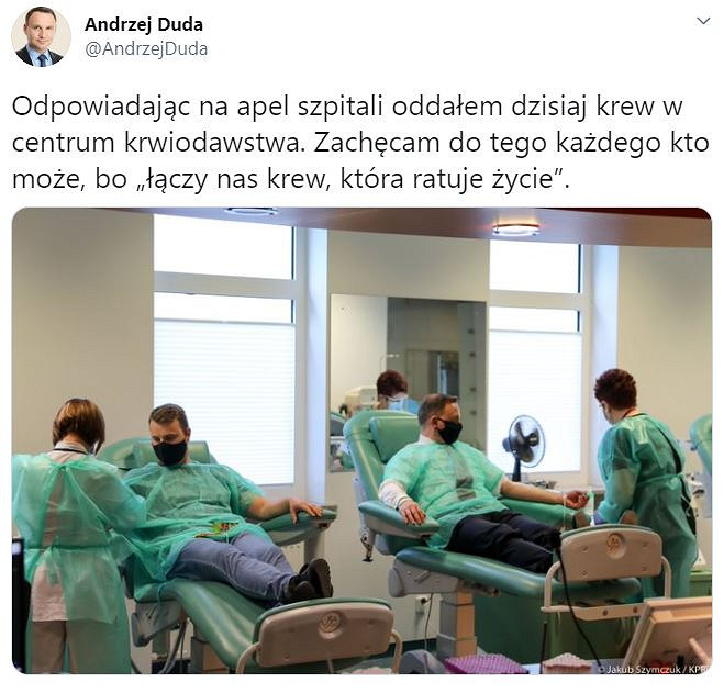 Prezydent włączył się w akcję krwiodawstwa - zdjęcie w treści artykułu