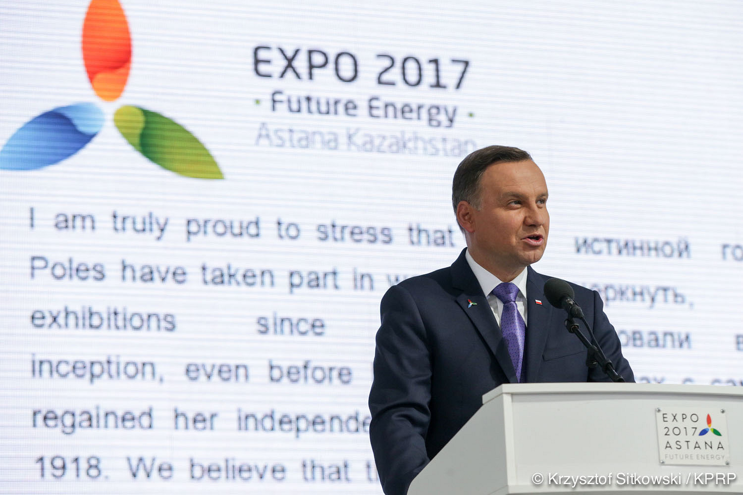 Wystąpienie Prezydenta RP podczas Narodowego Dnia Polskiego na Astana Expo 2017 - zdjęcie w treści artykułu nr 1