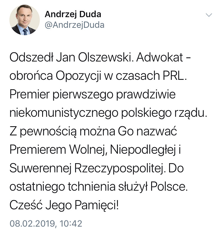 Odszedł Jan Olszewski [PL/ENG] - zdjęcie w treści artykułu nr 1