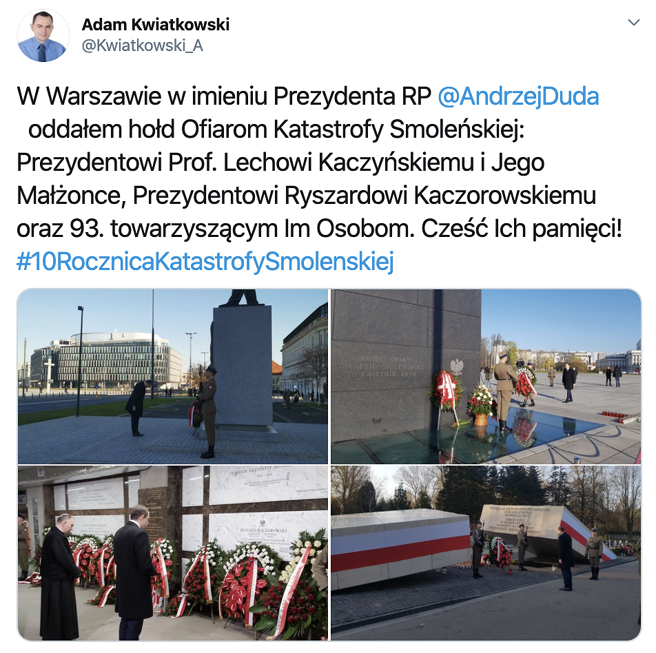 Hołd dla ofiar katastrofy smoleńskiej - zdjęcie w treści artykułu nr 1