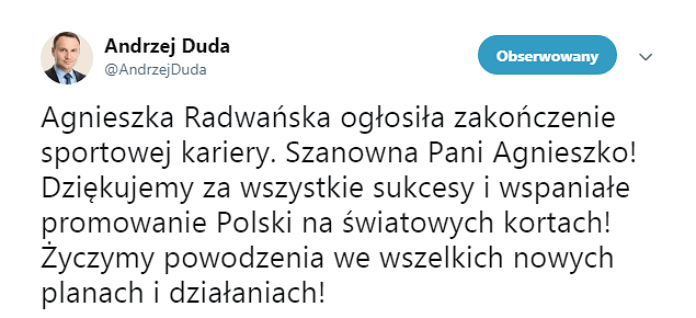 Prezydent odznaczył Agnieszkę Radwańską - zdjęcie w treści artykułu