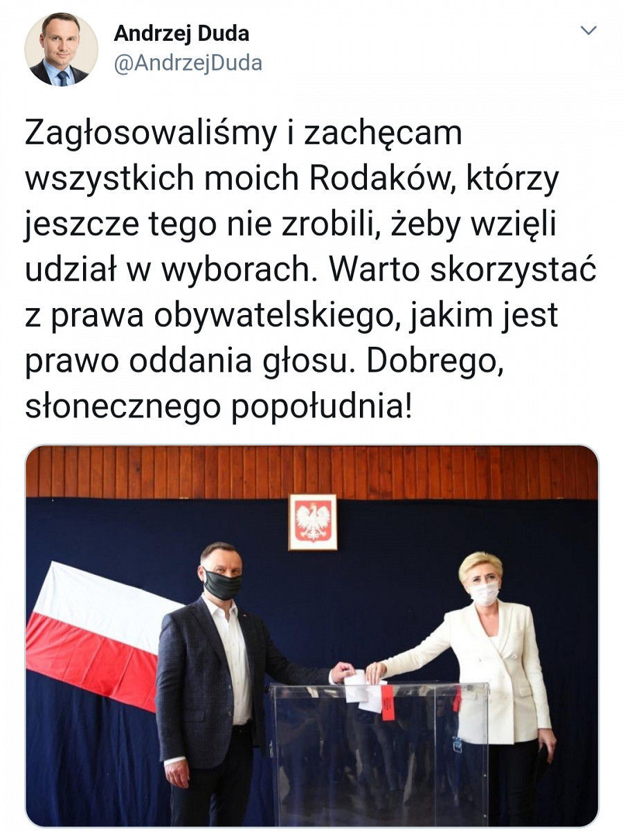 Prezydent z Małżonką oddali głos w wyborach - zdjęcie w treści artykułu